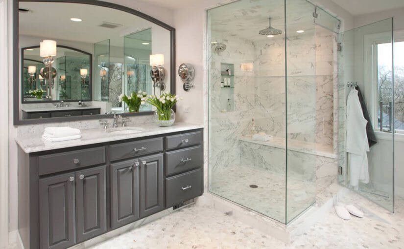 Bathroom shower glass enclosure