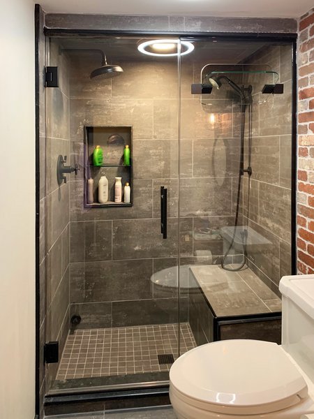 Bathroom shower glass enclosure