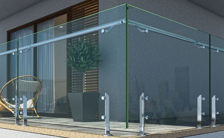 Stainless steel glass railing installation