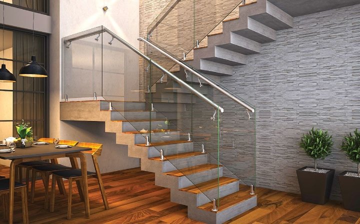 Stainless steel glass railing installation